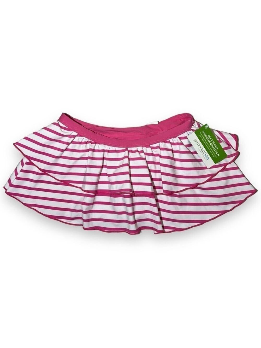 Garnet Hill Girl’s Ruffle Skirted Swim Bottom Pink White Size 12